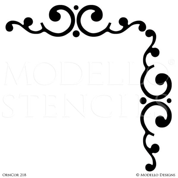 Peel and Stick Adhesive Corner Stencils for Painting - Modello Custom Stencils