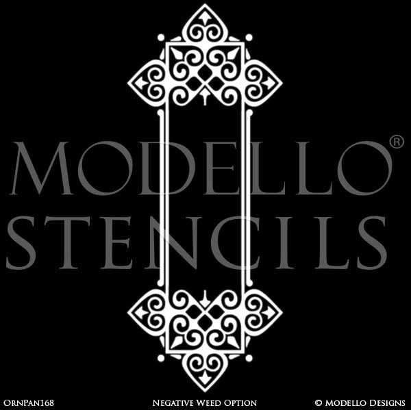 Stenciling and Painting Panel Wall Designs with Ornamental Medallion Wall Designs - Modello Custom Vinyl Stencils