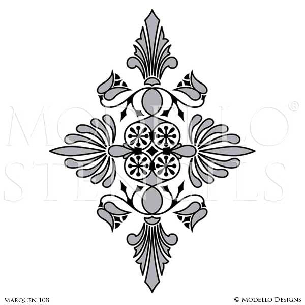 Interior Decorating with Custom Floor Stencils - Modello Designs Marquetry Floor Art