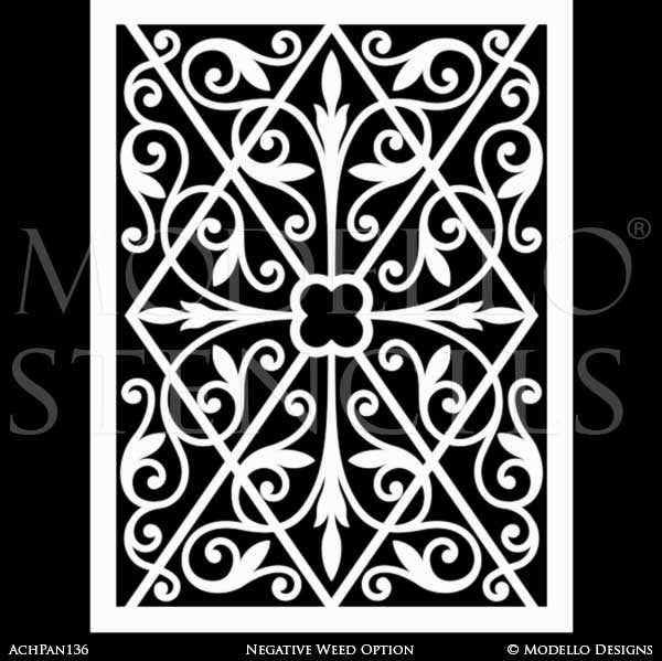Custom Cut Panel Stencils for Painting Ceilings with Large Patterns - Modello Custom Self Adhesive Stenciling
