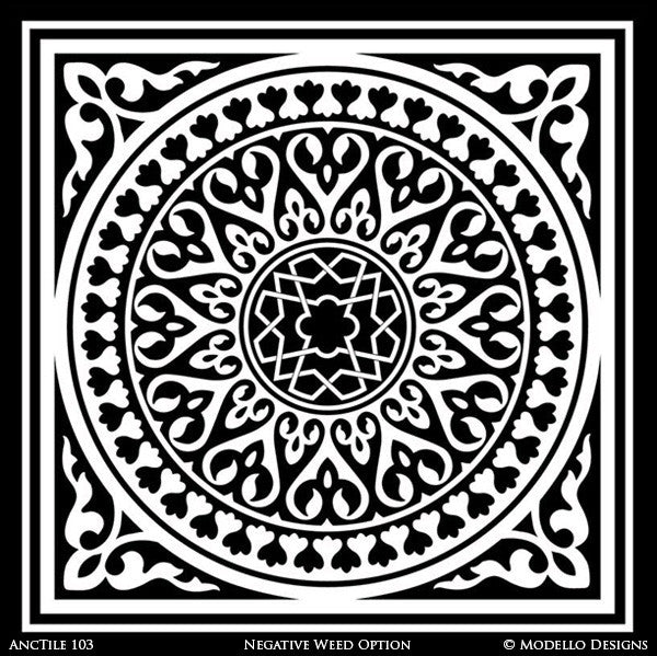 Large Tile Stencils - Modello Custom Stencils for Painting Floors and Walls with European Design