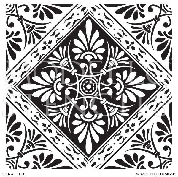 Classic European Tiles Stencils for Painting Walls and Furniture - Modello Custom Stencils