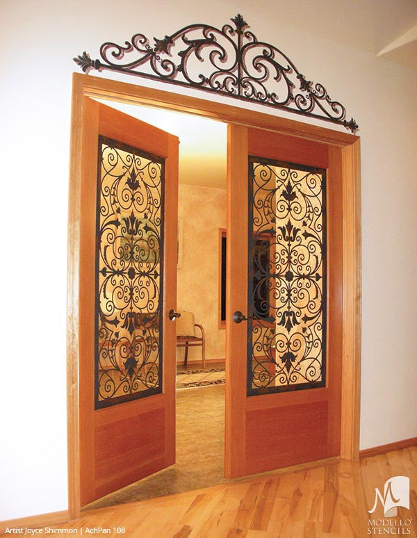 Large Designer Stencils to Peel and Stick Custom Painted Designs on Glass Doors, Walls, Floors - Modello Custom Panel Stencils