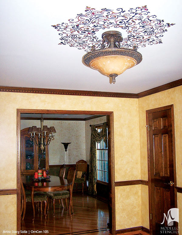 Classic European Tiles Stencils for Painting Ceiling Patterns - Modello Custom Stencils