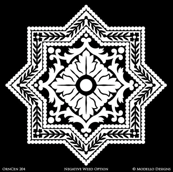 Mediterranean Tiles Stencils - Custom Painted Ceiling, Wall Art, Floor Makeover