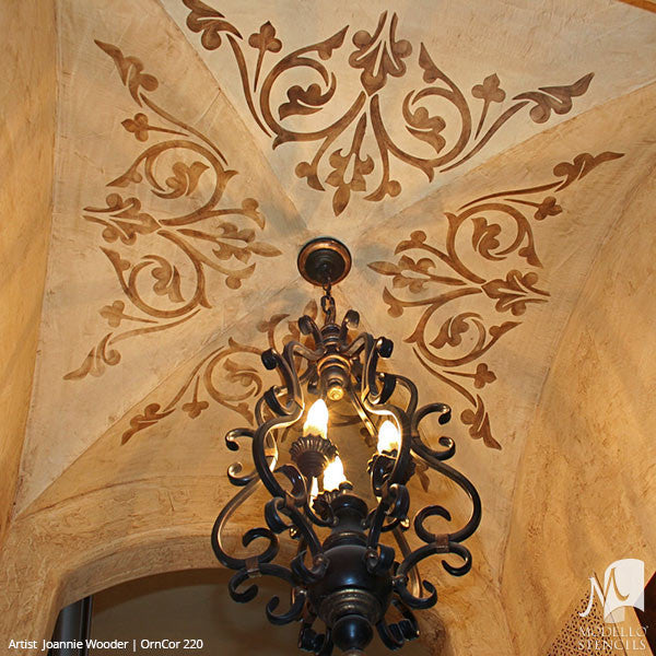 Ornamental Decorative Ceiling Corners for Easy Stenciling - Modello Custom Stencils