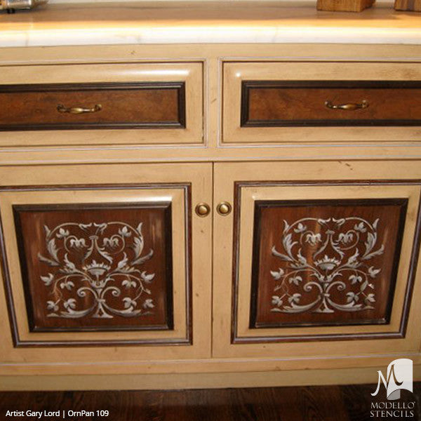 Painted Furniture Cabinet Panels & Wall Panels - Modello Custom Stencils for Decorating