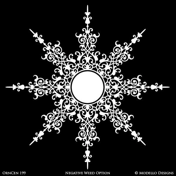 Large Adhesive Patterns Stenciled on Ceiling Decor - Custom Medallion Stencils