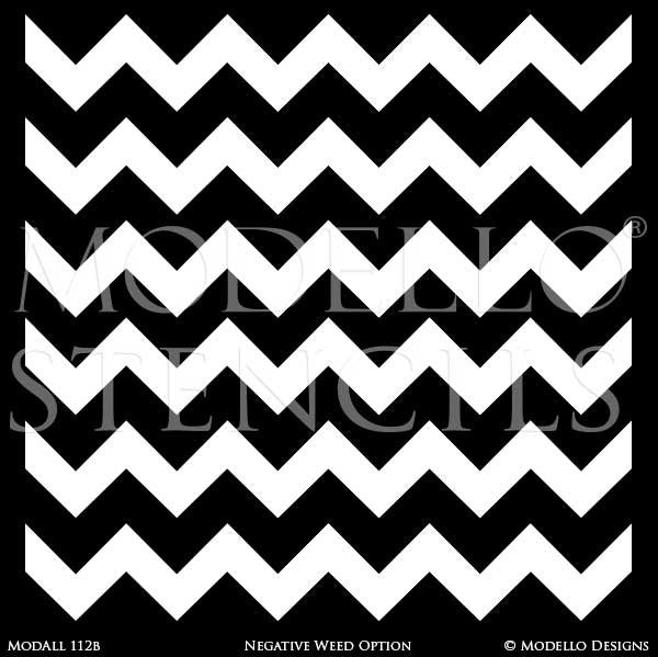 Modern Chevron Pattern Painted on Wall Mural - Modello Decorative Wall Stencils