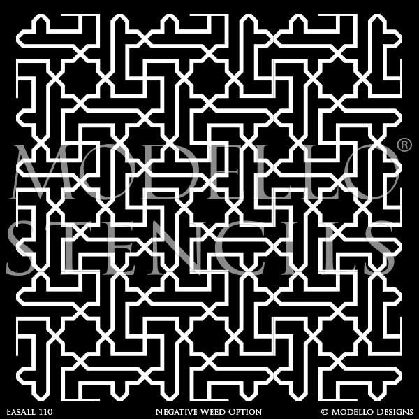 Moroccan Design Custom Geometric Wallpaper Wall Stencils for Painting - Modello Stencils