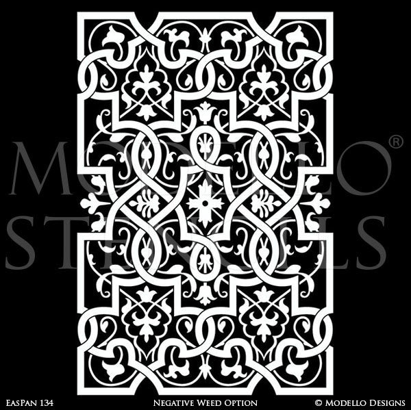 Large Boho Moroccan Indian Asian Wall Panel Stencils - Stenciled Painted Greek Roman Statues Women Goddesses - Modello Custom Stencils for Painted Walls & Furniture Projects