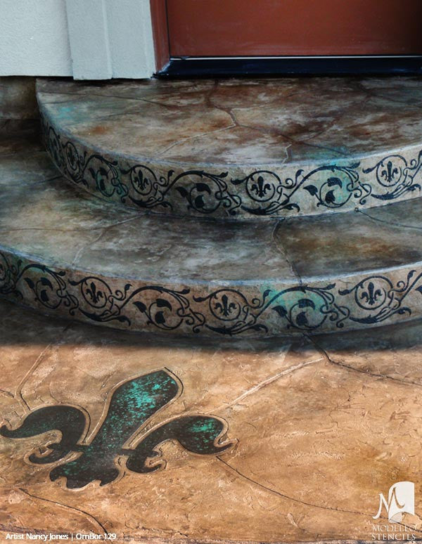 Leaves Vines Designs on Custom Painted Ceilings - Modello Custom Adhesive Vinyl Border Stencils