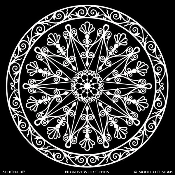 Modern Circle Medallion Stencils for Stenciled Concrete Floors and Painted Ceiling Designs - Architectural Interior Design