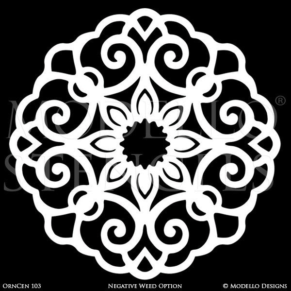 Large Designer Medallion Stencils for Decoratitve Ceilings and Wall Murals - Modello Custom Stencils
