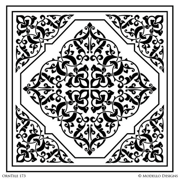 Square Tile Designs for Decorating Custom Painted Walls and Floors and Home Decor - Modello Custom Stencils