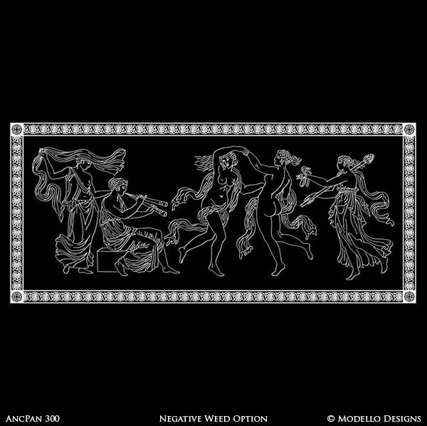 Large Wall Mural Stencils - Stenciled Painted Greek Roman Statues Women Goddesses - Modello Custom Stencils for Painted Walls & Furniture Projects