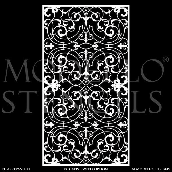 Old World and European Design and Decor - Large Adhesvie Wall Panel Window Stencils - Modello Custom Stencils
