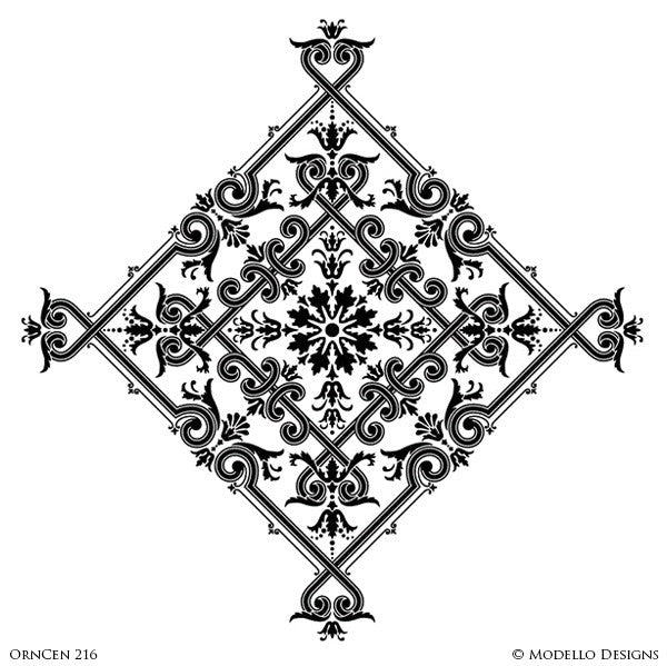 Exotic and Global Chic Decor Idea - Painted Tile Stencils from Modello Custom Stencils