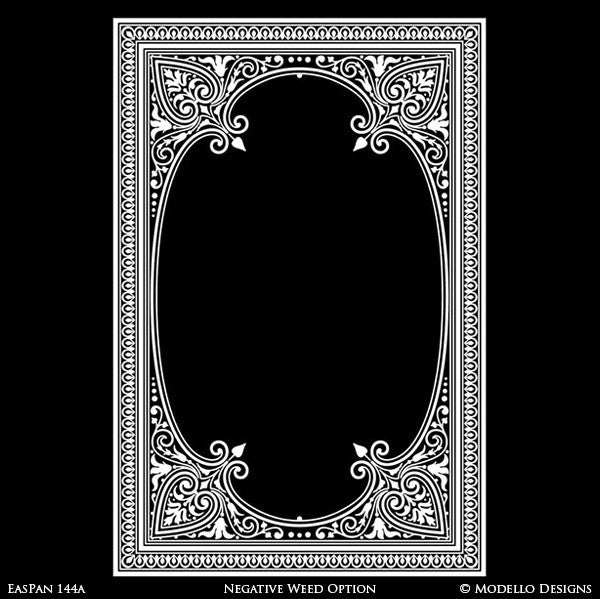 Moroccan, Asian, Indian Window or Door Way or Archway Design - Painted Boho Chic Door Wall Panel Stencils - Modello Custom Colorful Stencils