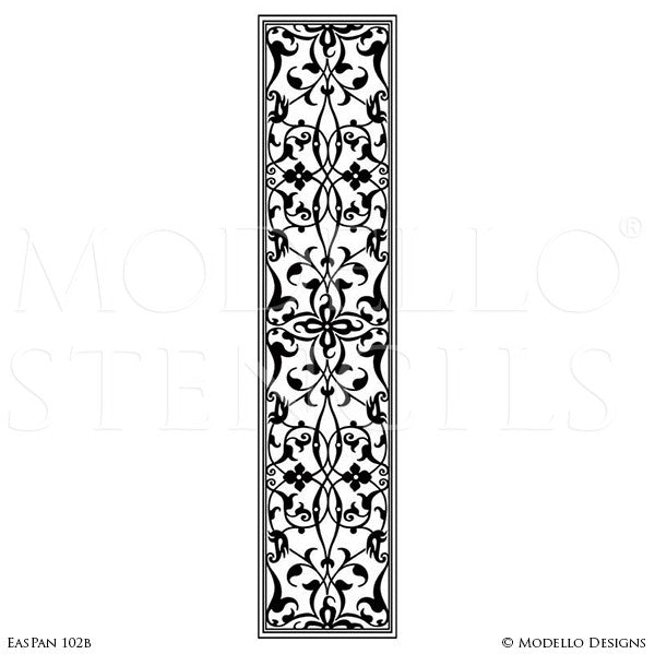 Professional Painted Wall Panel Glass Mirror Stencils - Custom Modello Stencils