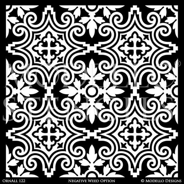 Wall Mural Stencils with Tile Pattern for Backsplash, Floor, or Walls - Modello Stencils