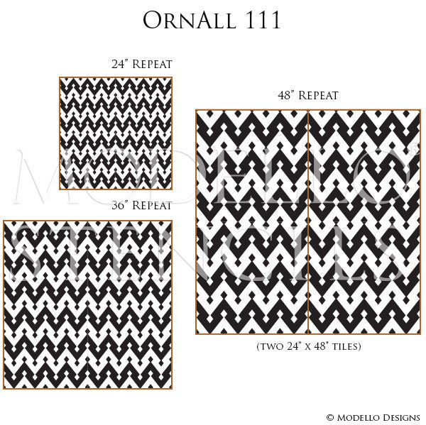 Professional Painted Wall Mural Stencils with Vintage Wallpaper Designs - Modello Custom Stencils