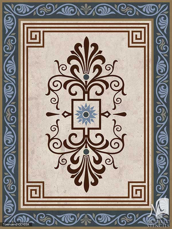 Designer Custom Stencils for Large Painted Home Decor - Modello Carpet Ceiling Floor Panels