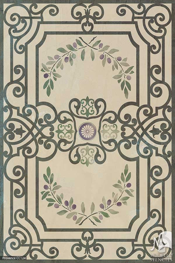 Old World and European Design and Decor - Large Carpet and Ceiling Panel Stencils - Modello Custom Stencils
