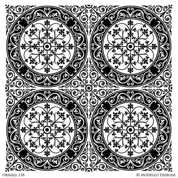 Large Tile Designs for Painted Decor Projects - Modello Custom Stencils