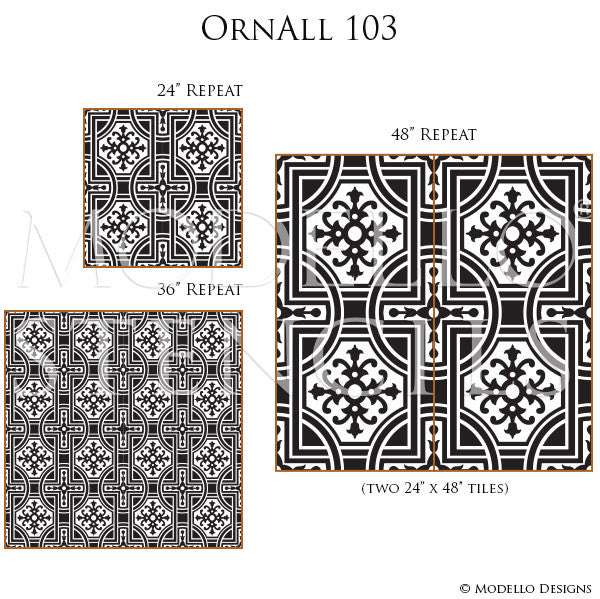 Classic European Tiles Stencils for Painting Walls and Furniture - Modello Custom Stencils