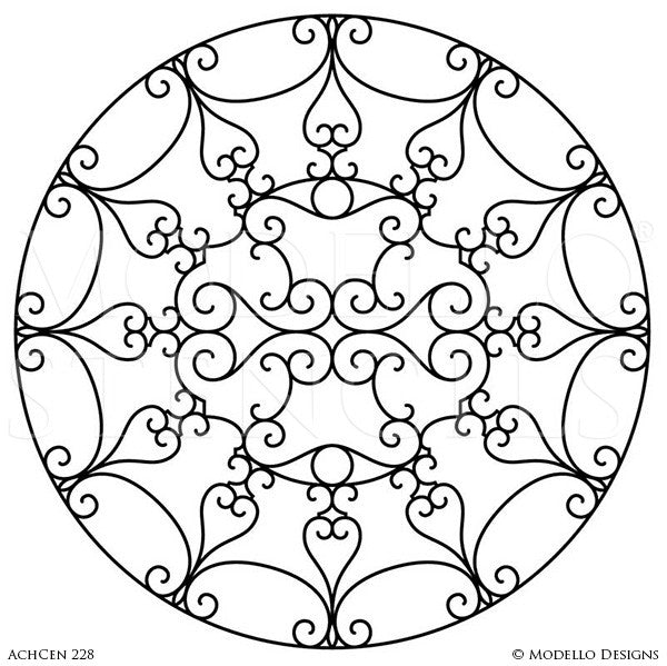 Custom Home Decor and Painted Ceiling Medallion Designs and Modello Stencils