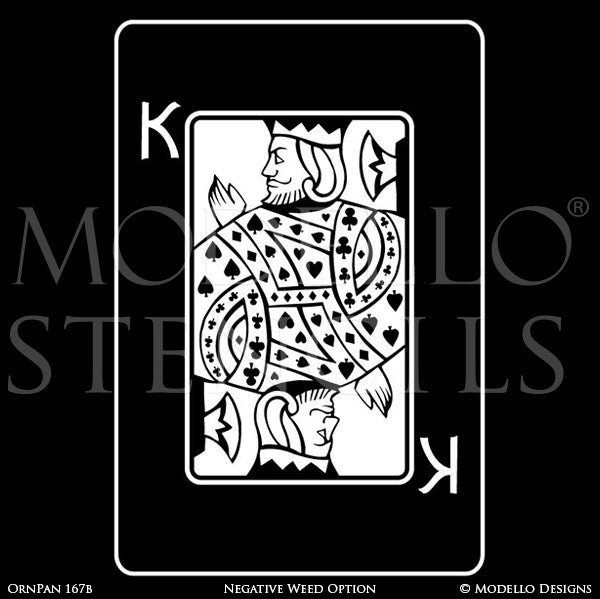Large King Playing Card Wall Art - Decorative Wall Mural Graphics Stencils - Modello Custom Stencils