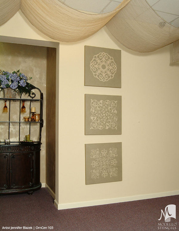 Large Designer Medallion Stencils for Decoratitve Ceilings and Wall Murals - Modello Custom Stencils