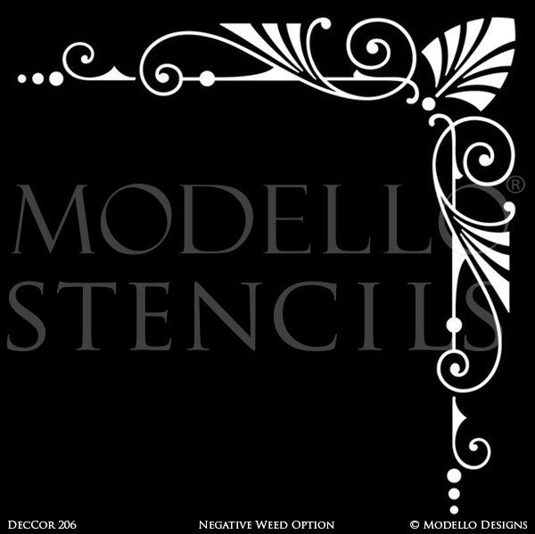 Art Deco Art Nouveau Retro Vintage Design Geometric Pattern - Large Corner Stencils - Modello Custom Stenciling