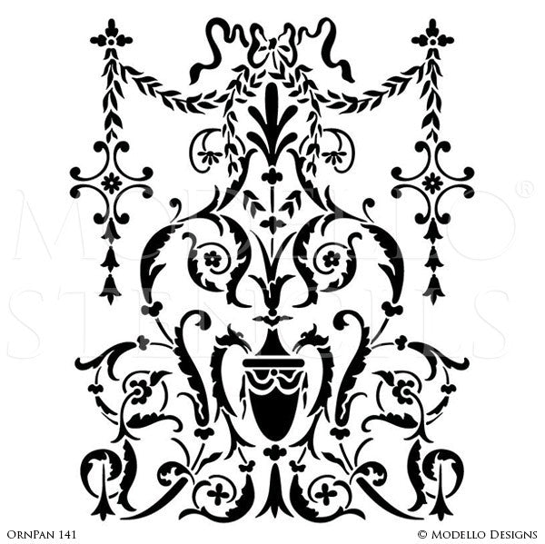 European and Old World Home Decor - Custom Furniture Cabinet Panel Stencils for Painting