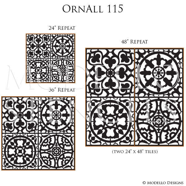 Wall Mural Stencils with Tile Pattern for Backsplash, Floor, or Walls - Modello Stencils