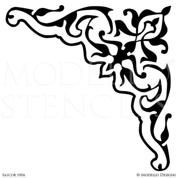 Corner Adhesive Stencils for Professional Decorative Painting Walls and Ceilings - Modello Stencils