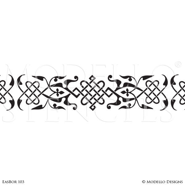 Border Stencils for Painting Ceiling or Wall with Moroccan Asian Indian Designs - Modello Custom Stencils