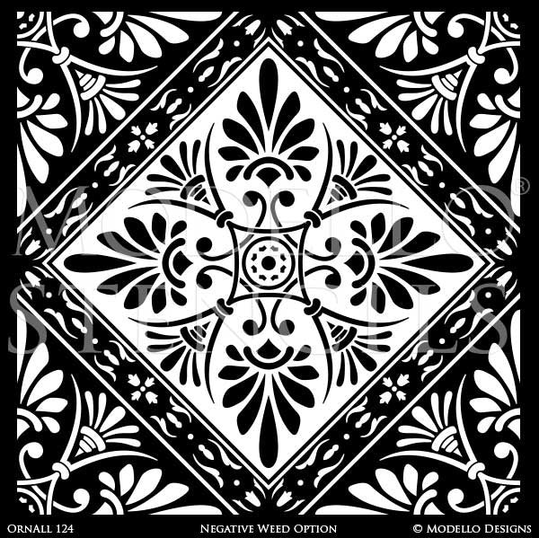 Designer Custom Stencils for Large Painted Home Decor - Modello Wall Mural Tile Stencils