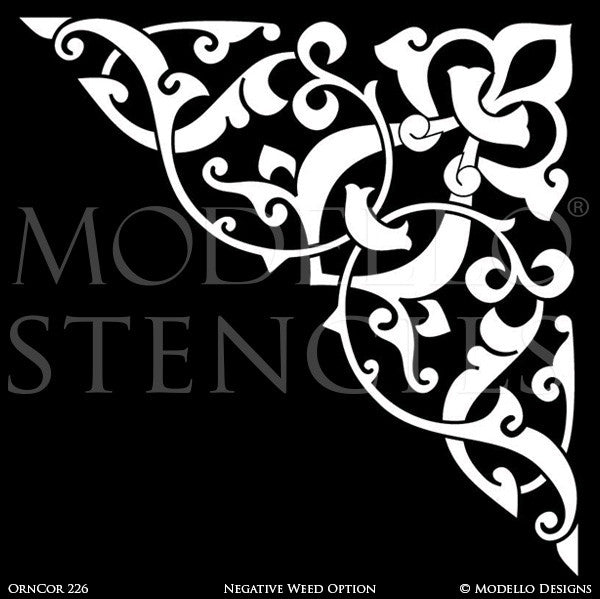 Stenciling and Painting Ceilings and Wall Designs with Corner Designs - Modello Custom Vinyl Stencils