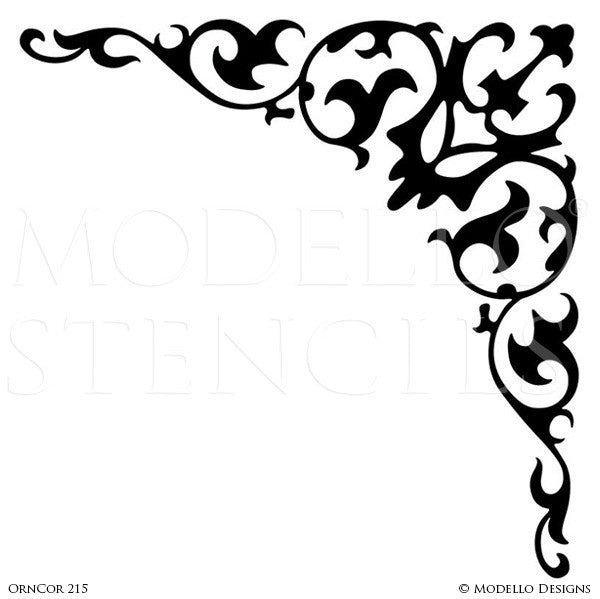 Elegant Grand Ceiling Design Painted with Corner Stencils - Modello Custom Stencils