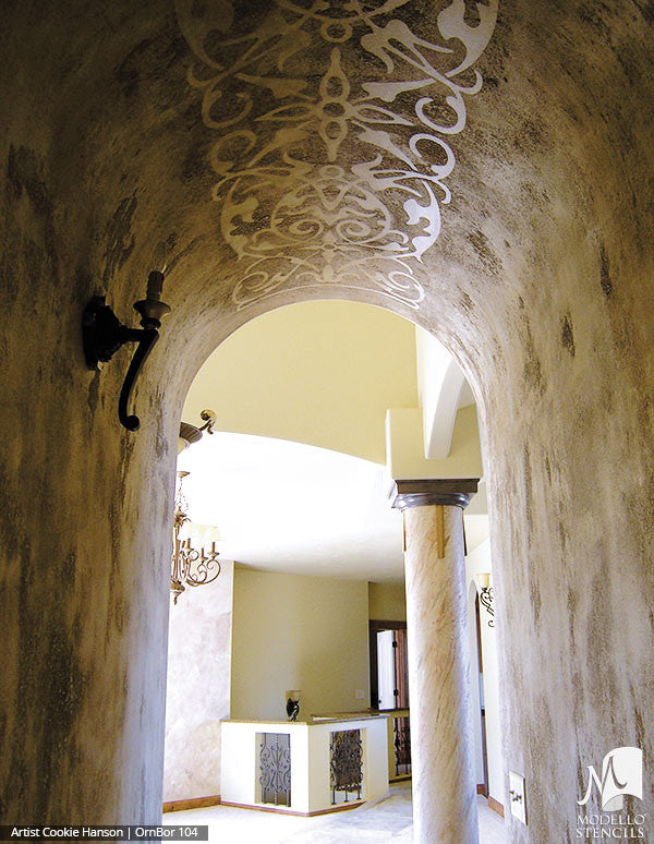 Room Makeover with Painted Wall Border Decor - Modello Custom Stencils