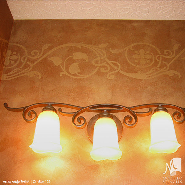Leaves Vines Designs on Custom Painted Ceilings - Modello Custom Adhesive Vinyl Border Stencils