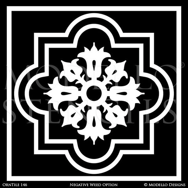Decorative Painting Floor Tiles and Ceiling Tiles - Modello Custom Designer Stencils