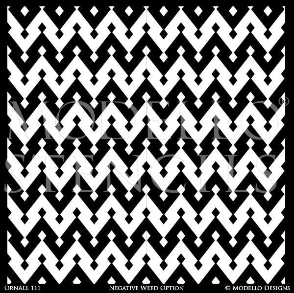 Retro or Modern Diamond Pattern for Painting Floors and Large Walls - Modello Custom Stencils