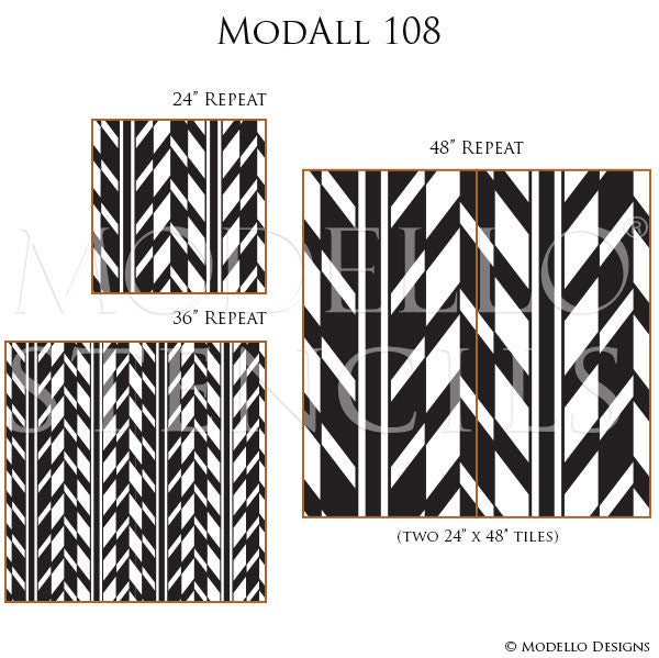 Decorative Stencils for Painting Walls with Designer Wallpaper Look - Modello Custom Stencils