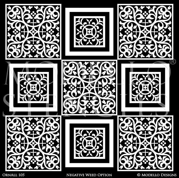 Large Tile Stencils for Painting and Decorating Custom Decor - Modello Custom Stencils
