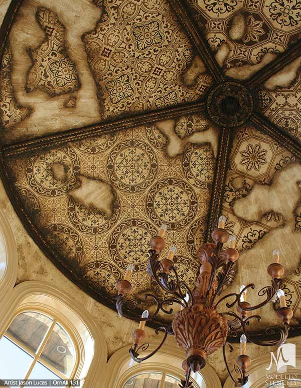 Custom Cut Stencils for Painting Ceilings with Large Patterns - Modello Custom Self Adhesive Stenciling