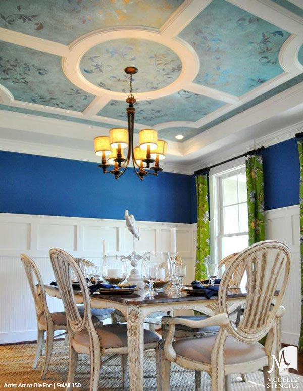 Painted Ceiling Stencils with Leaves and Vines - Modello Designs