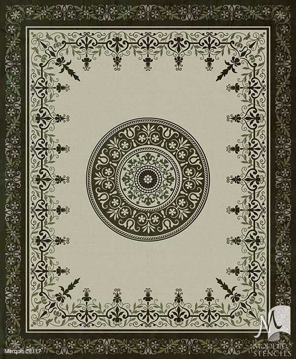 Grand Ceiling Stencils with Ornate Designs pr Painted Floor Patterns - Modello Custom Stencils